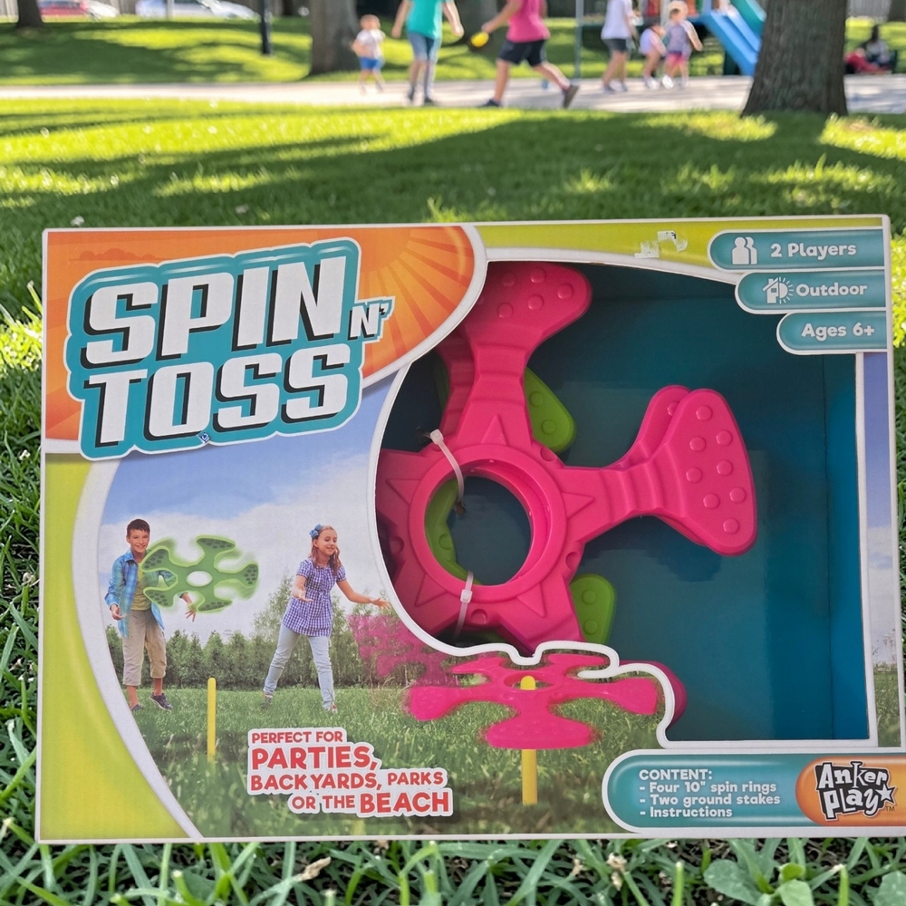 Spin N' Toss Outdoor Ring Toss Game - Bright Pink